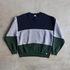 90s RUSSELLラッセル ボーダースウェット USA製 XL ヴィンテージ