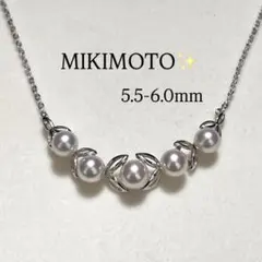 【ミキモト✨テリ最強】あこや真珠 ネックレス ペンダント 5P リーフ パールのサムネイル