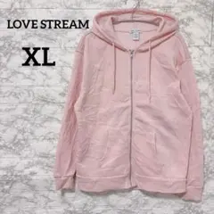 海外古着✨LOVE STREAM 【XL】ピンク パーカー 裏起毛 フード付き