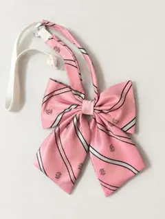 ピンク ストライプ柄　制服リボン