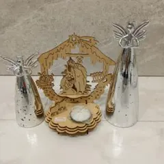 クリスマス飾りセット 銀色キャンドルホルダー