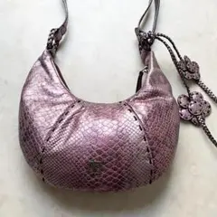 【美品】ANNA SUI アナスイ パイソン型押し 三日月バッグ ラベンダーのサムネイル
