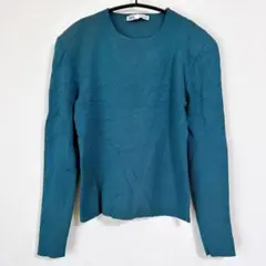 ZARA ザラ リブニット カットソー L ピーコックブルー 青緑 長袖 春秋