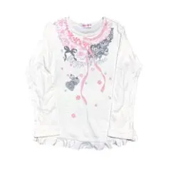 メゾピアノ リボン プリント ロンT 140cm