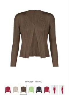 プリーツプリーズ　ロングカーディガン　ジャケット　羽織　ブラウン　３ プリーツプリーズ ロングカーディガン ジャケット 羽織 ブラウン 3