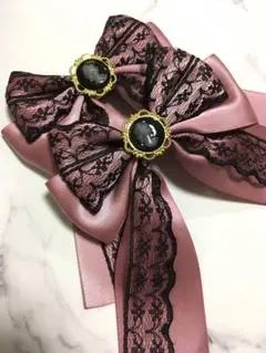 量産型 カメオ ヘアクリップ 姫リボン♡お嬢様のスイーツタイム♡