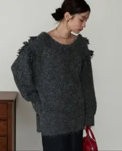 新品タグ付き　MONO-MART 　2wayニット　フリンジ付きニット　M