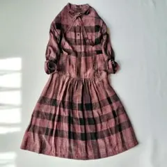 BURBERRY BRITシルク100% ワンピース メダリオン チェック