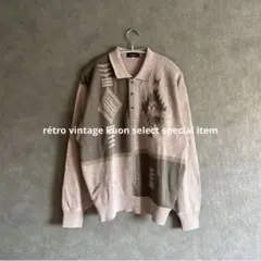 昭和レトロハーフボタンセーター　ヴィンテージ　カシミヤ混合　古着　ストリート　秋