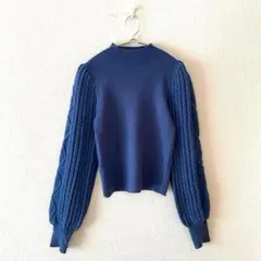 ☆【エージーバイアクアガール】ニット 異素材 袖切り替え モックネック S