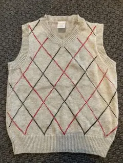 【ジンボリー】Vネック ベスト XS(4)サイズ　グレー 100cm程度