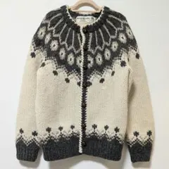 ノルディック柄 カウチン カーディガン セーター くるみボタン ヴィンテージ