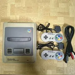 任天堂スーパーファミコン本体とコントローラー2個、S映像端子AVケーブルのセット