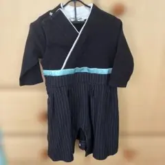 黒と青のストライプ ベビー服　70