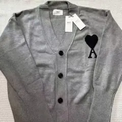 ami paris グレー ニットカーディガン ハートモチーフ 新品 男女兼用m