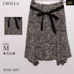 ★美品★ クローラ スカート ひざ丈 幾何学柄 アシンメトリー ウエストリボンのサムネイル