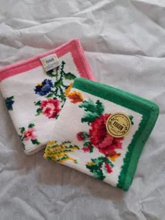 【新品未使用】フェイラー Feller 花柄タオルハンカチ2枚セット