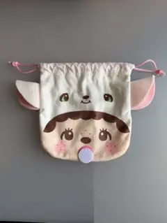 アルプスの少女ハイジ×モンチッチフェイス巾着 ユキちゃん