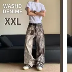 ウォッシュドデニム リアルツリー XXL バギーパンツ ワイドパンツ カモフラ