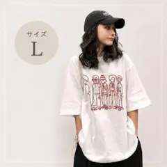 半袖Tシャツ レディース オーバーサイズ イラストビッグシルエット 韓国風 白
