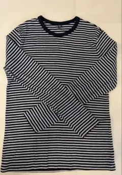 UNIQLOソフトリブクルーネックT ボーダー ネイビー XL