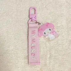 サンリオ マイメロディ ロゴ刺繍タグキー キーホルダー