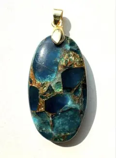 青色天然石オーバル型ペンダント