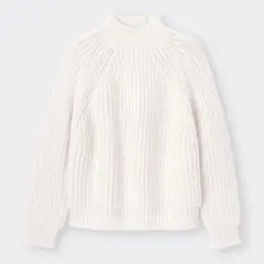 ジーユー　チャンキーニットハイネックセーター(長袖) ホワイト　（M）