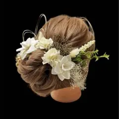 ha124 髪飾り 成人式 卒業式 結婚式　かすみ草　ウェディング　ブライダル