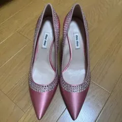 【新品未使用】miumiu ビジューパンプス 38 ピンクのサムネイル