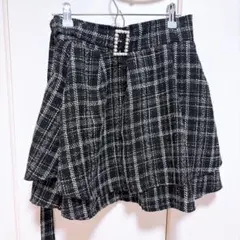 フレアスカート ブラック・ホワイト チェック　ガーリー　地雷系　量産系