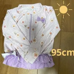 ラッシュガード・花柄リボン付き・パープル