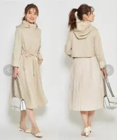 【toccocloset】２ＷＡＹフード付きプリーツロングコート М 春服
