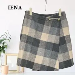 zB1261【M】IENA 台形スカート ボタンデザイン チェック柄 Aラインのサムネイル