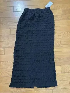 タグ付き　Discoat ポコポコジャガードナロースカート　黒