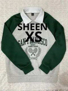 SHEEN 裏起毛　ポロシャツスタイル スウェット XS グレー/グリーン