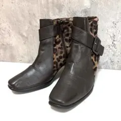 【Beau Fort】ショートブーツ 豹柄 レオパード ブラウン 22.5cm