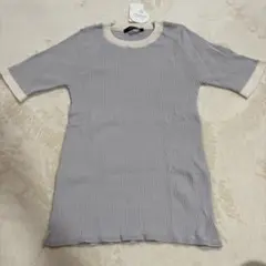 Lugnoncure 配色5分袖リブニット グレー