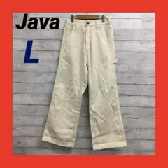 美品 Java ワークパンツ ワイドデニム ウエストゴム メンズ L ベージュのサムネイル