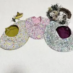 スタイ　3点セット　ハンドメイド　花柄　まん丸スタイ　マールマール　丸型スタイ