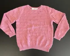 H&Mキッズ　ピンク ドット編み 長袖セーター100サイズ