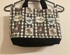 新品　ハンドメイド作品　馬柄　お馬さん　ギンガムチェック　トートバッグ