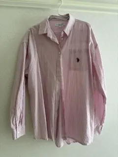 U.S. POLO ASSN. ピンクストライプ長袖シャツ