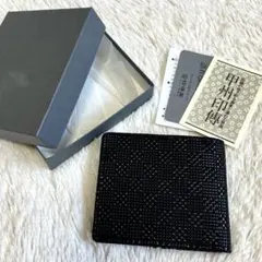 未使用 印傳屋 黒 変わり市松小 折り財布 甲州 札入れ 折り財布 小銭入れ