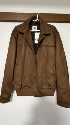 【新品タグ付】ZARA フェイクスエード ボンバージャケット ブラウン XL