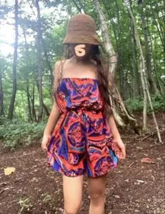 Vintage taste レトロ ロンパース ベアトップ ショートパンツ