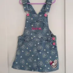 デニム ハート柄 ジャンバースカート 100cm