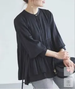 【ルクールブラン 】カッセンサテン ティアードブラウス 38 黒