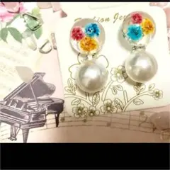 お花パールレジンピアス  レストローズ、ウィルセレクション、リズリサ