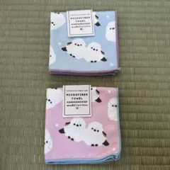 シマエナガ　マイクロファイバータオルハンカチ　2枚セット　美品